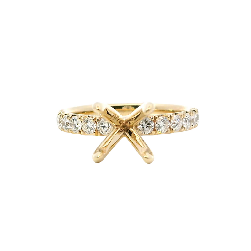 Elegant Diamond Mountings 14K Gold Yellow Diamond Accented Round Engagement Ring - 0.75 Carats Accent Diamonds