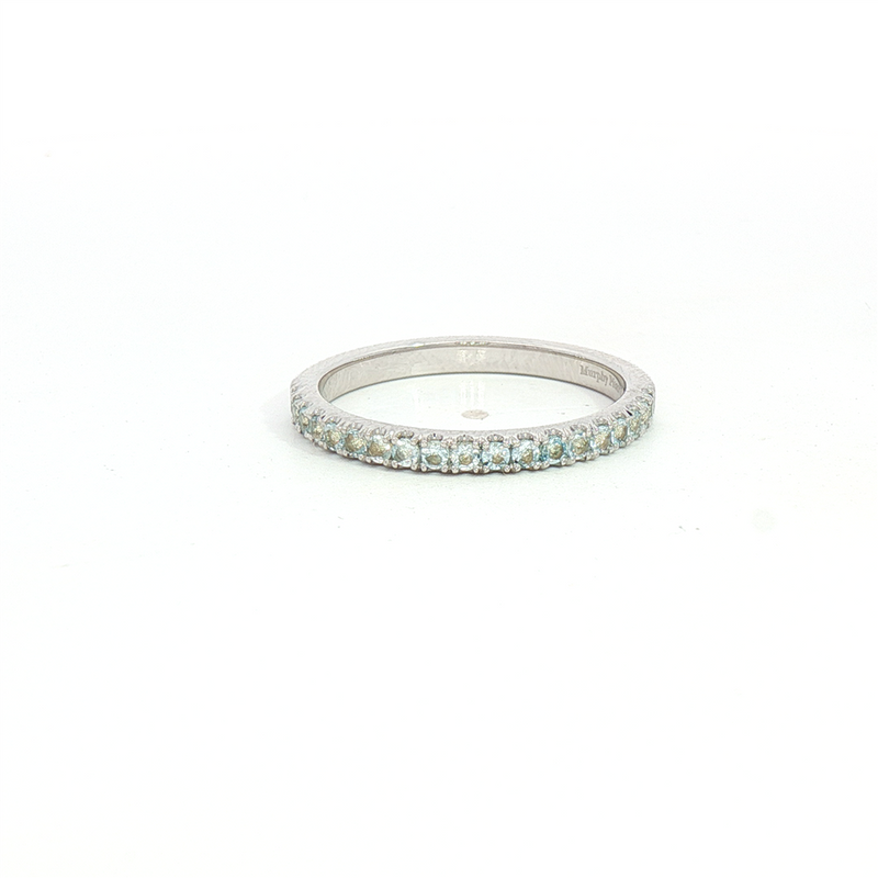 MPJ Exclusive Bold & Elegant 14K Gold White Stackable Color Stone Fashion Band- 0.25 Carats March Birthstone Aquamarine
