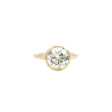 14K Gold Yellow Hidden Halo Round Lab Grown Diamond Bezel Engagement Ring - Lab-Grown 3.18 CTW Diamond