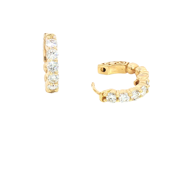 Classic & Contemporary 18K Yellow Gold 1.0 Carat Diamond Small Hoop Earrings