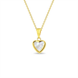 14k Yellow gold Mother of Pearl Heart Pendant Necklace, 14 Inch