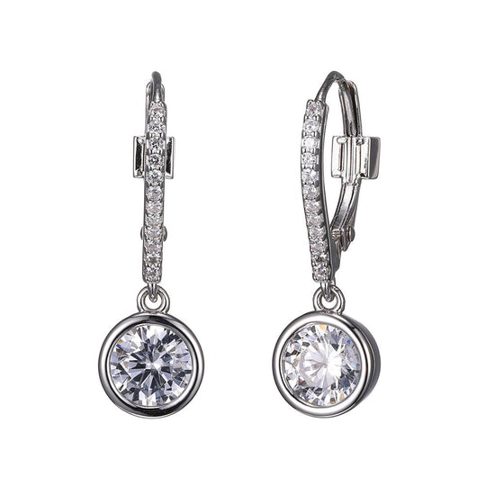 White Sterling Silver Cubic Zirconium Dangle Earrings