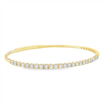 Sophisticated & Timeless Diamond Bracelets 14K Gold Yellow & Titanium Round Diamond Flex Bangle Bracelet - 0.98 CTW, Size 6.0 Inch