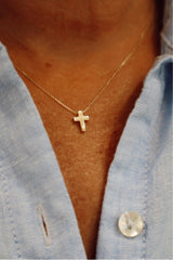 Elegant & Durable Designs 14K Gold Yellow Mini Cross Necklace, 18 Inch