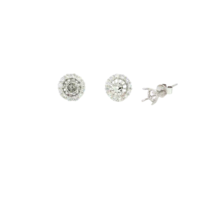 Classic & Contemporary 18K White Gold 0.71 Carats Diamond Jackets & 3.2mm Stud Earrings