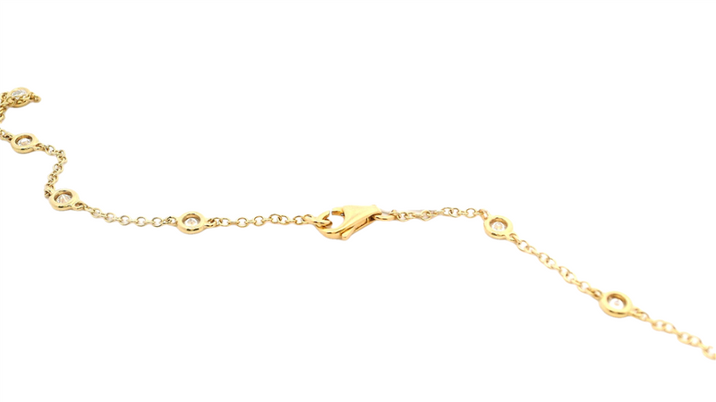 Elegant Diamond Necklaces 18K Gold Yellow 1.54 Carats Diamond Station Necklace - 18 Inch