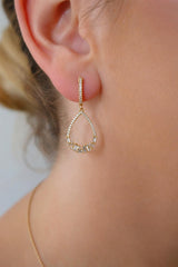 Classic & Contemporary 18K Yellow Gold Baguette & Round 0.93 Carats Diamond Hoop Dangle Earrings
