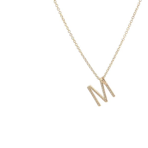 Elegant Diamond Necklaces 14K Gold Yellow 0.20 Carats Diamond Drop Initial M Pendant Necklace - 20 Inch
