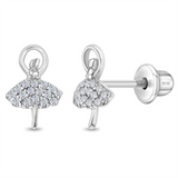Sterling Silver Twirling Ballerina Earrings With Screw Back