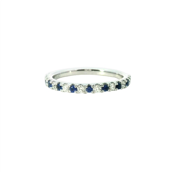 White 14 Karat Gold 0.20 Carats Sapphire & 0.15 Carats Diamond Anniversary Ring