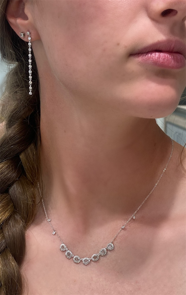White 14 Karat Gold 1/2 Carats Diamond Dangle Earrings