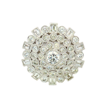Elegant & Trendy 18K White Gold Milgrain Bezel Set 1.61 Carats Diamond Cluster Ring