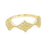 Elegant & Trendy 14K Yellow Gold 0.09 Carats Diamond Vintage Inspired Milgrain Ring
