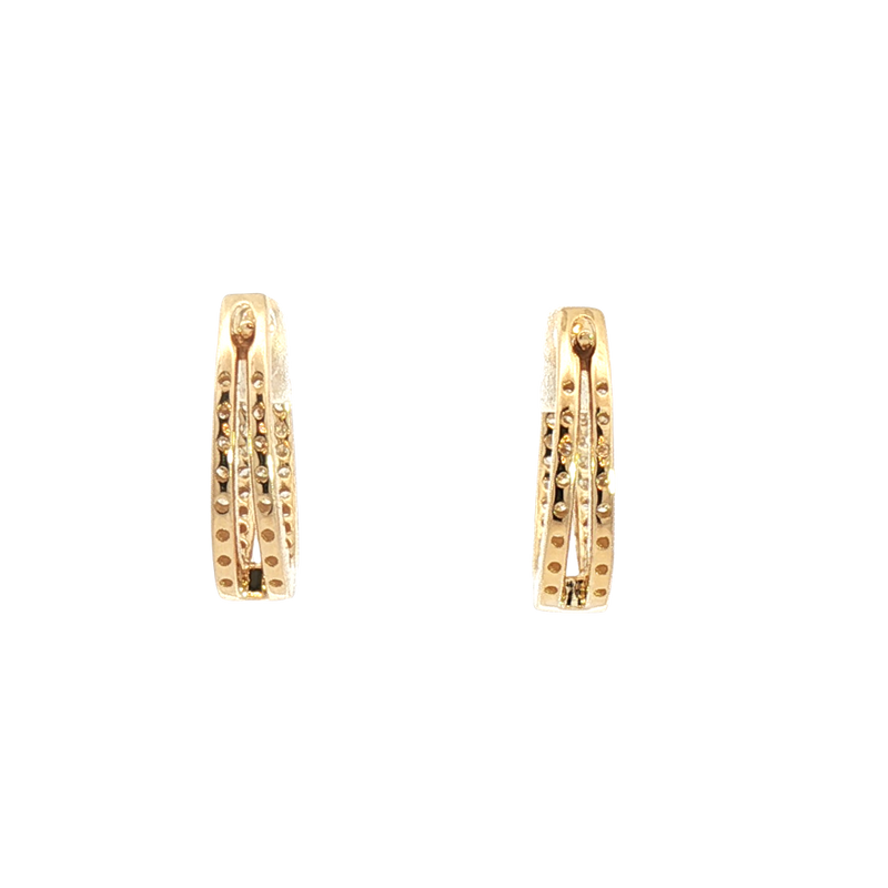 Classic & Contemporary 14K Yellow Gold 0.52 Carats Diamond Medium Oval Hoop Earrings