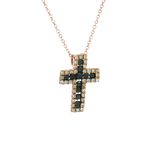 Elegant Diamond Necklaces & Pendants 18K Rosé Gold 0.70 Carats Black & White Diamond Cross Pendant