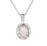 Vibrant Colored Stone Necklaces 14K White Gold 0.35 Carats Sapphire & 0.20 Carats Diamond Halo Necklace - 18 Inch