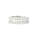 Elegant Diamond Bands 18K White Gold Baguette & Round 1.45 Carats Diamond Band