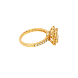 Elegant & Trendy 18K Yellow Gold Baguette & Round Cut 0.93 Carats Diamond Halo Ring