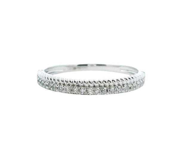 Elegant Diamond Bands 14K Gold White Stackable 0.14 Carats Diamond Anniversary Band