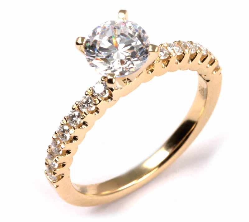 Yellow 18 Karat Gold .35 Carats Diamond Stackable Round Engagement Ring