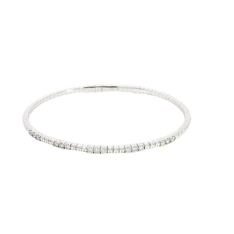Sophisticated & Timeless Diamond Bracelets 18K White Gold 0.46 Carats Diamond Bangle Bracelet - 6.25 Inch