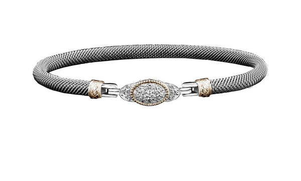 Sophisticated & Timeless Diamond Bracelets Sterling Silver & 14K Yellow Gold 0.40 Carats Lab Grown Diamond Bangle Bracelet - 7 Inch