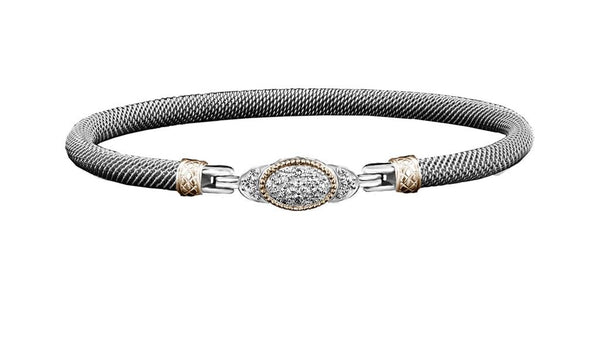 Two-Toned Sterling Silver Lab-Grown 0.4 Carats Diamond Bangle Bracelet