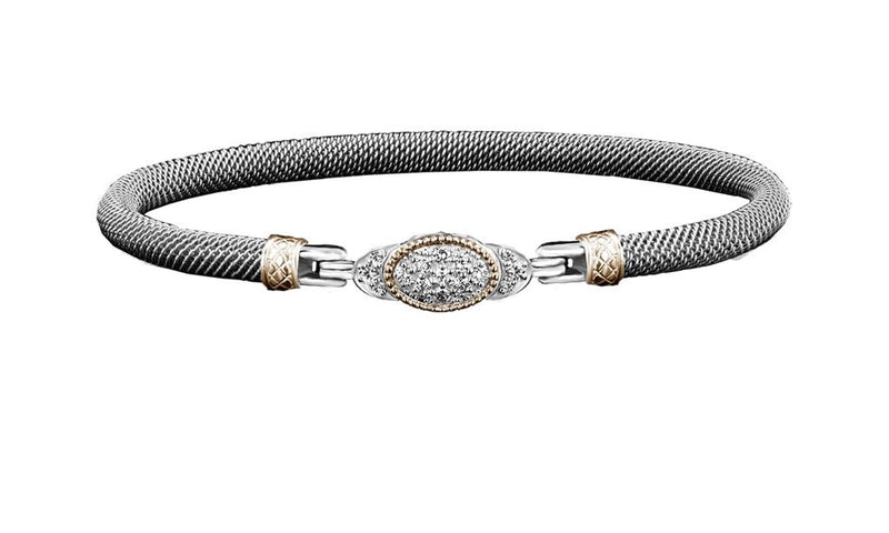 Sophisticated & Timeless Diamond Bracelets Sterling Silver & 14K Yellow Gold 0.40 Carats Lab Grown Diamond Bangle Bracelet - 7 Inch