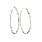 Classic & Contemporary 14K Gold White 0.74 Carats Diamond Large Oval Hoop Earrings