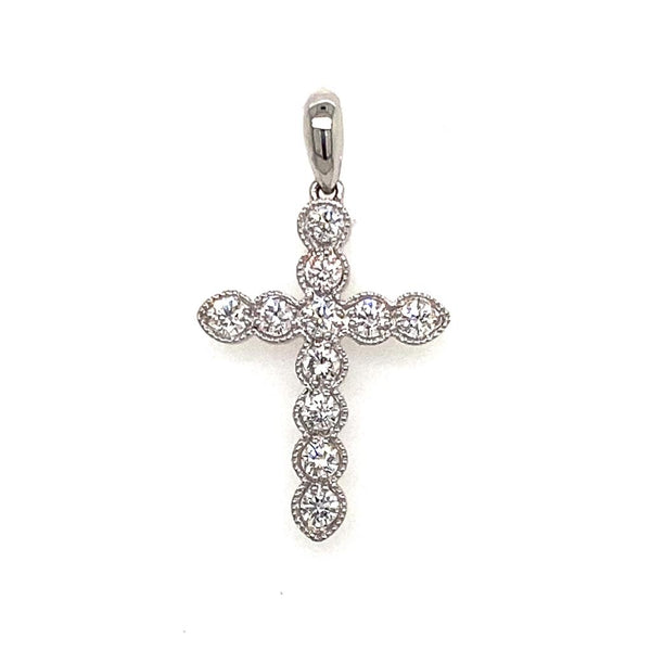 Elegant Diamond Necklaces & Pendants 18K Gold White 0.43 Carats Diamonds Medium Cross Pendant
