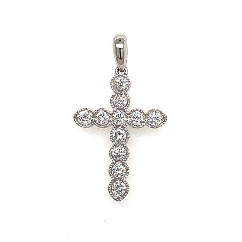 Elegant Diamond Necklaces & Pendants 18K Gold White 0.43 Carats Diamonds Medium Cross Pendant