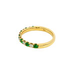 Bold & Elegant 18K Yellow Gold 0.40 Carats Emerald & 0.28 Carats Diamond Stackable Band