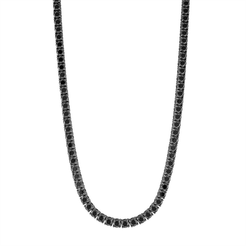 Vibrant Colored Stone Necklaces Black Polished IP Black 3MM Cubic Zirconia Tennis Necklace, 22 Inch