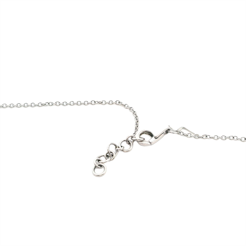 Elegant Diamond Necklaces 18K Gold White 0.19 Carats Baguette Diamonds & 0.31 Carats Round Diamond Halo Drop Necklace - 16.5 Inch