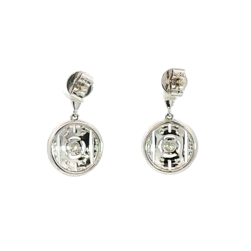Classic & Contemporary 18K White Gold 0.36 Carats Diamond Art Deco Inspired Drop Earrings