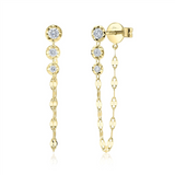 Classic & Contemporary 14K Gold Yellow 0.03 Carats Diamond Dangle Sparkle Chain Earrings