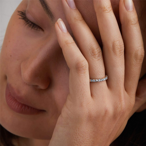 MPJ Exclusive Bold & Elegant 14K Gold White Stackable Color Stone Fashion Band- 0.25 Carats March Birthstone Aquamarine