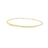 Sophisticated & Timeless Diamond Bracelets 14K Gold & Titanium Yellow & White Bezel Beaded Flexible Bangle Bracelet - 0.24 CTW, Size 6.75 Inch