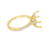 Elegant Diamond Mountings 18K Yellow Gold 0.41 Carats Diamond Hidden Halo Ring For A 9.8 X 8.7 MM Gemstone