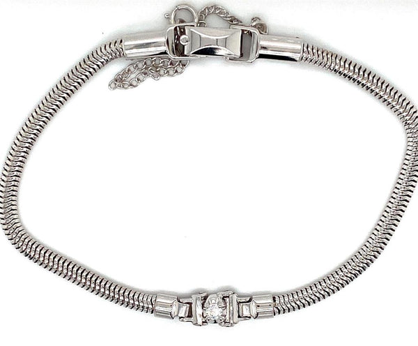 Sophisticated & Timeless Diamond Bracelets 14K Gold White Add-A-Link Diamond Tennis Starter Bracelet - 0.06 CTW, Size 7.25 Inch