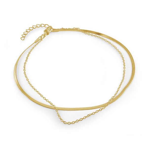 Bold & Stylish Alternative Metal Bracelets Yellow Stainless Steel Herringbone Oval Link Bracelet, 7.5 Inch