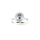 Bold & Elegant 18K White Gold Oval Cut 1.49 Carat Blue Sapphire & Round 0.73 Carat Diamond Double Halo Ring