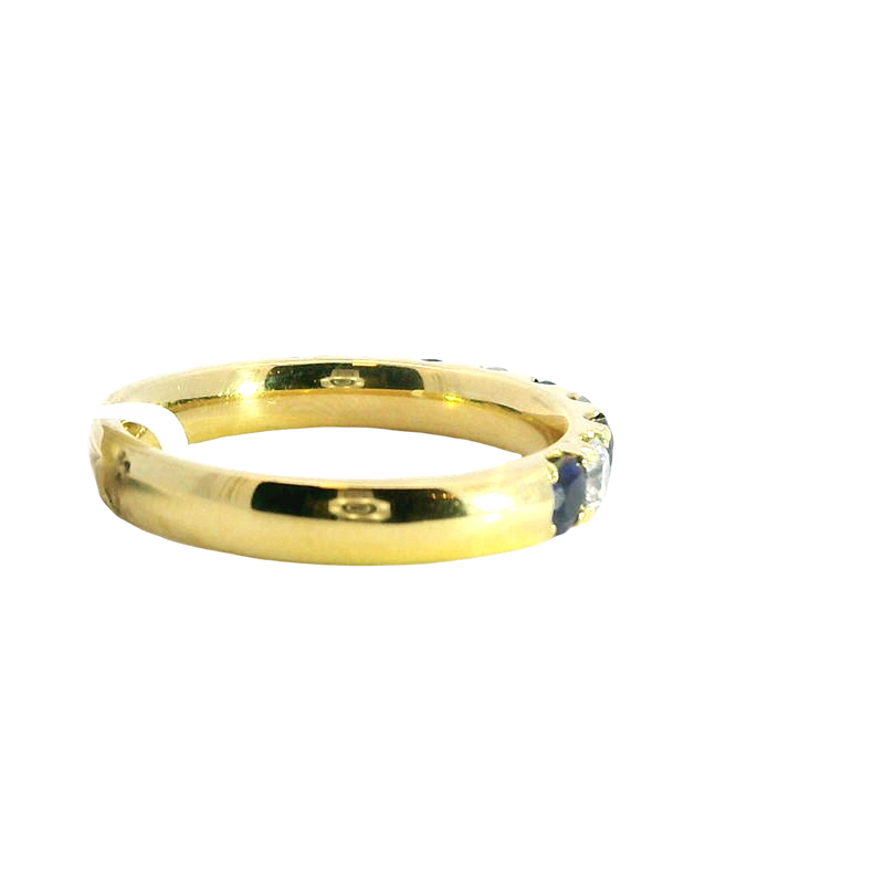 Bold & Elegant 18K Yellow Gold Stackable 0.70 Carats Blue Sapphire & 0.44 Carats Diamond Band