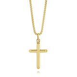 Yellow Gold IP Stainless Steel Box Chain 30 x 20 MM Cross Necklace - 22 Inch