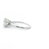 14K Gold White Estate Solitaire Round Diamond 6-Prong Engagement Ring - Approximately 1.25 CTW Diamond