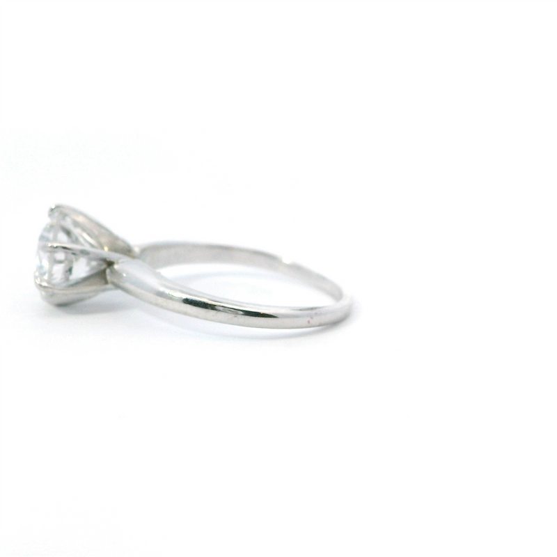 14K Gold White Estate Solitaire Round Diamond 6-Prong Engagement Ring - Approximately 1.25 CTW Diamond