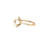 Elegant Pearl Rings Classic & Timeless Designs - 10K Yellow Gold Cultured Pearls & 0.15 Carats Diamond Ring