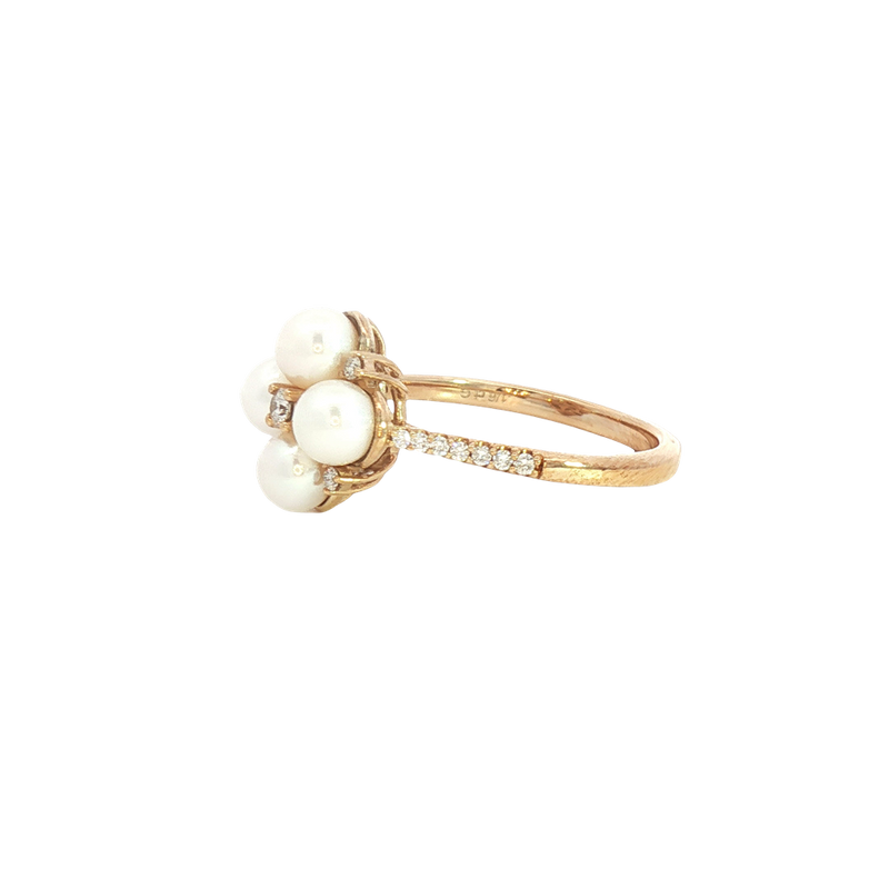 Elegant Pearl Rings Classic & Timeless Designs - 10K Yellow Gold Cultured Pearls & 0.15 Carats Diamond Ring