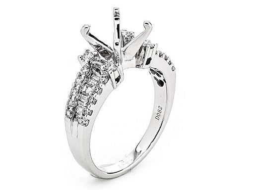 White 18 Karat Gold 0.78 Carats Diamond Semi-Mount Engagement Ring