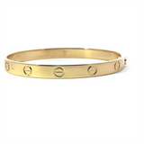 Yellow 14 Karat Gold Screw Design Bangle Bracelet